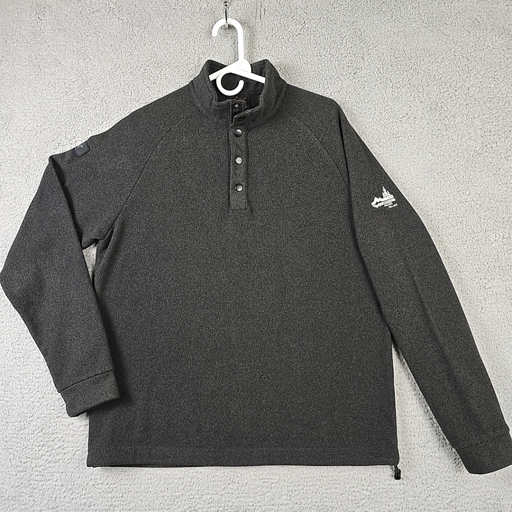Greg Norman Shirt Mens Sz M  Pullover Gray  Long Sleeve Shark Logo